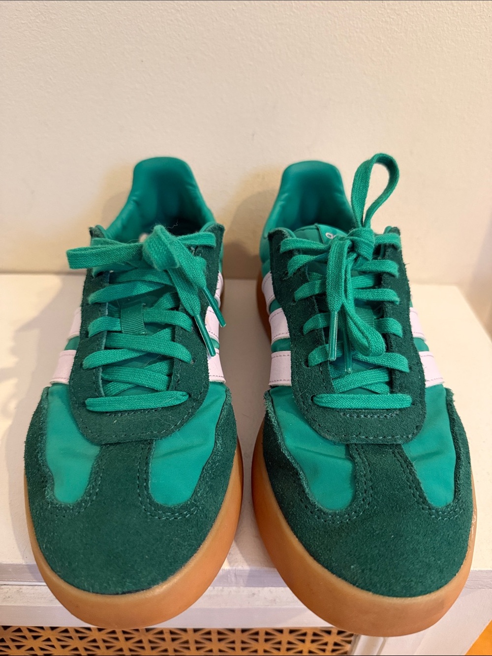 Adidas Green Suede & Nylon Sneakers with White Stripes